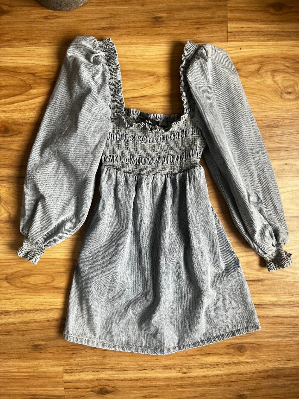 Beginning of the Trend Light Wash Denim Long Sleeve Mini Dress Lulus